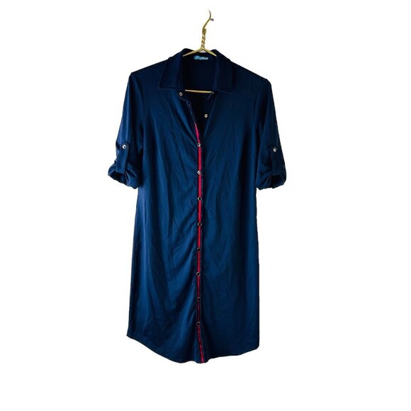 J. McLaughlin Dresses & Skirts - J. McLaughlin Catalina Cloth Button Front Roll Sleeve Shirt Dress